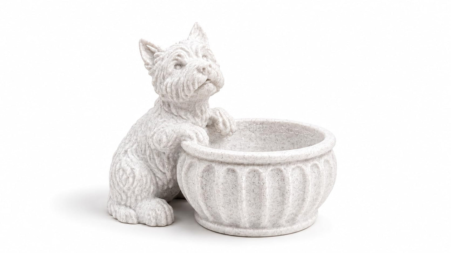 West Highland Terrier Planter 2 Pack, Westie Cute Dog Figurine Plant Pot, Plastic, with Drainage Hole, Home Decor