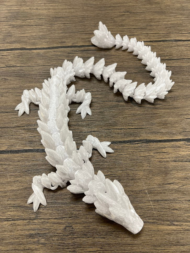 XL 26" Crystal Dragon Fidget Toy - Heavy Duty - 3D Printed Flexible Articulating Dragon Plastic Collectible Figurine - Surprise Egg Compatible