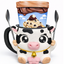 Farm Cow Ice Cream Pint Holder - Fits Standard & Ninja-Creami Pints - 2 Spoon Slots - Insulated Cup Sleeve to keep hands Warm - Reusable Ice Cream Sleeve