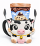 Farm Cow Ice Cream Pint Holder - Fits Standard & Ninja-Creami Pints - 2 Spoon Slots - Insulated Cup Sleeve to keep hands Warm - Reusable Ice Cream Sleeve