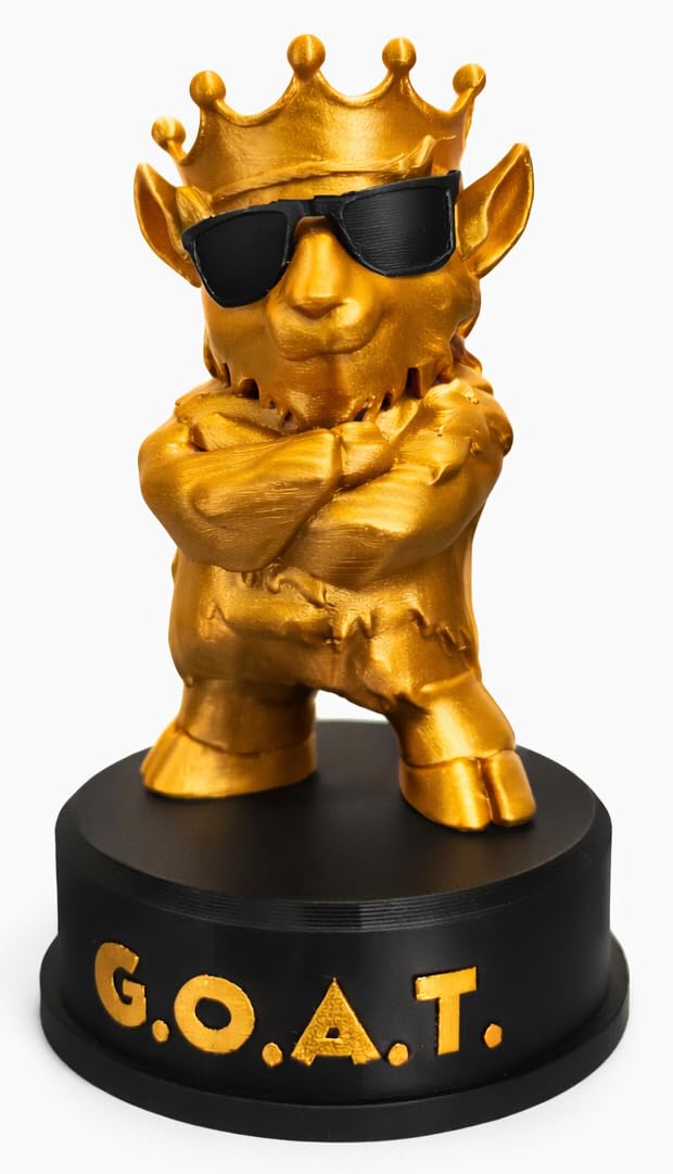 6 Inch Goat Trophy - Greatest of All Time Trophy - Funny Novelty Meme Award - Plastic Trophy for Gifts and Laughs