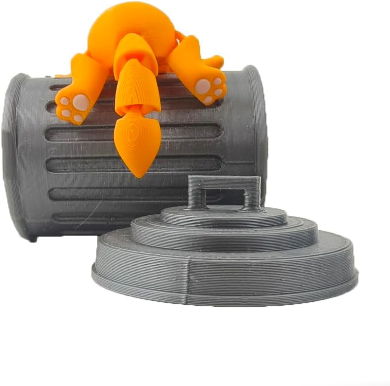 Mr. Bigglesworth Cat & Trashcan - Articulating Fidget - 3D Printed Movable Toy - Fidget Toy - Novelty Gift