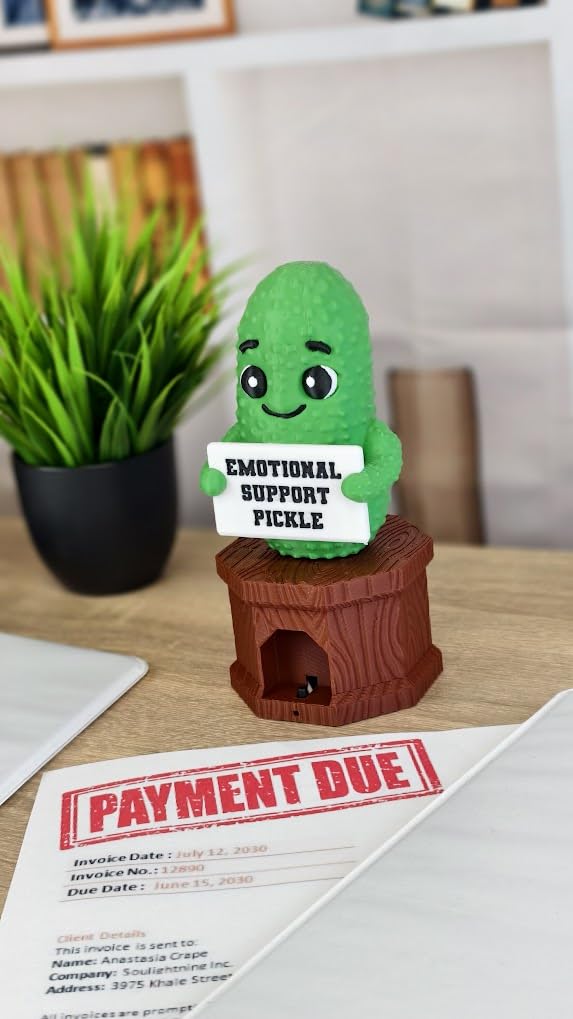 Emotional Support Talking Pickle - Press The Button for 100+ Voice Lines - Desktop Novelty Toy - Funny Gift for Coworkers and Friends