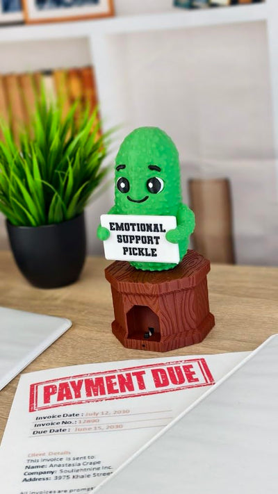 Emotional Support Talking Pickle - Press The Button for 100+ Voice Lines - Desktop Novelty Toy - Funny Gift for Coworkers and Friends