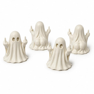 MunnyGrubbers - Funny Middle Finger Ghost Figurines Halloween Decor - 4 Pack