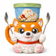 Shiba Doge Ice Cream Pint Holder - Original Design - Fits Standard & Ninja-Creami Pints - 2 Spoon Slots - Insulated Cup Sleeve to keep hands Warm - Reusable Ice Cream Sleeve