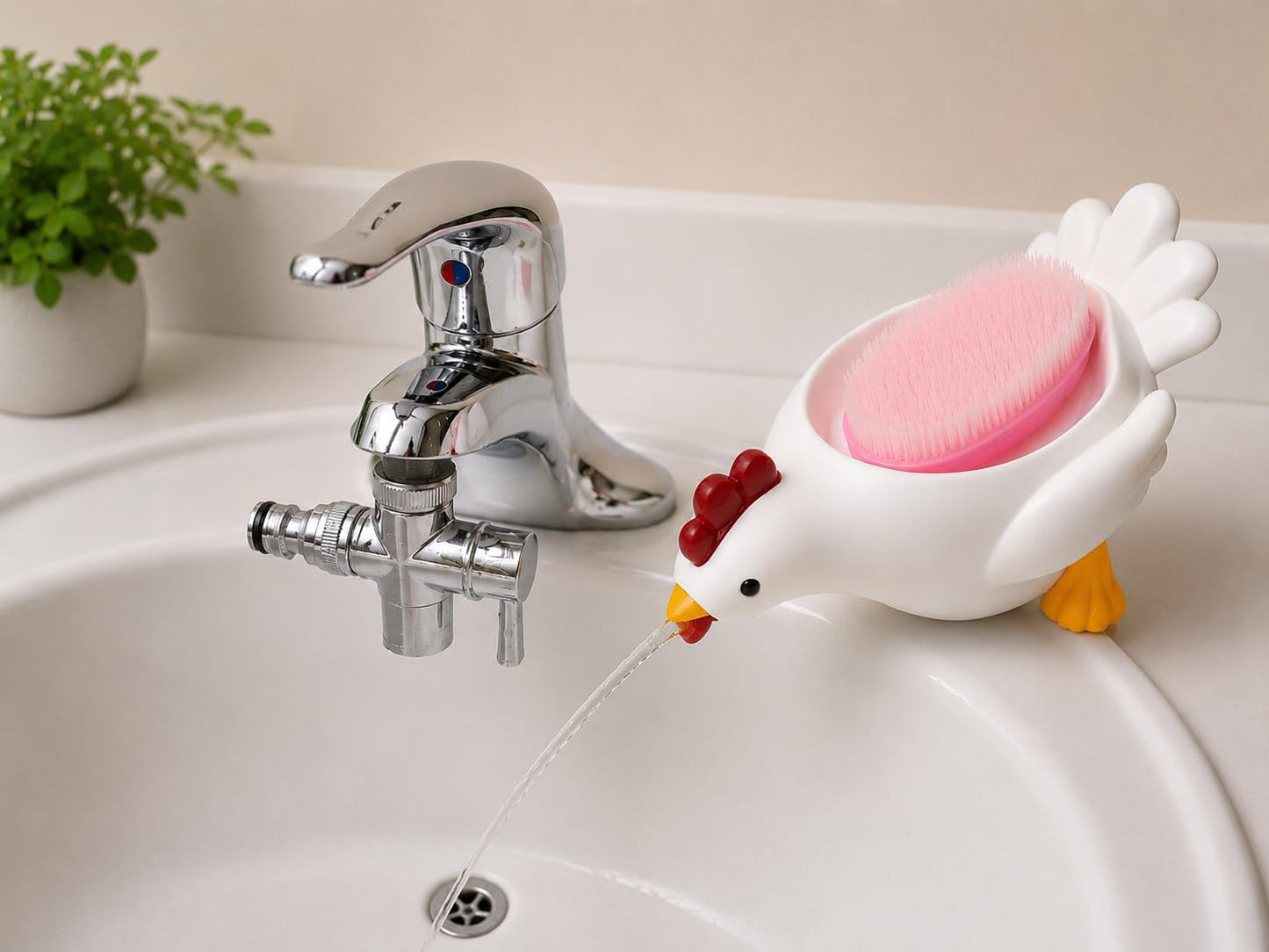 Chicken Soap Dish with Drainage Beak, Plastic Soap Holder with Drain, Soap Dish Container, Dish Soap Tray, Sponge Holder, Soap Tray for Shower, Bathroom, Bar, Kitchen