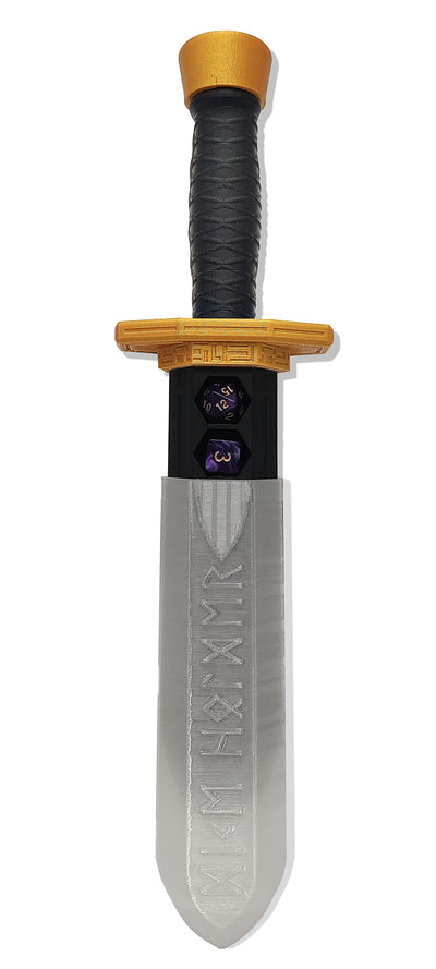 Sword Dagger Dice Holder - (Random 7PCS D20 Dice Set Included) - Custom Polyhedral Dice Storage for Tabletop RPG - Dungeons and Dragons - DND - D&D