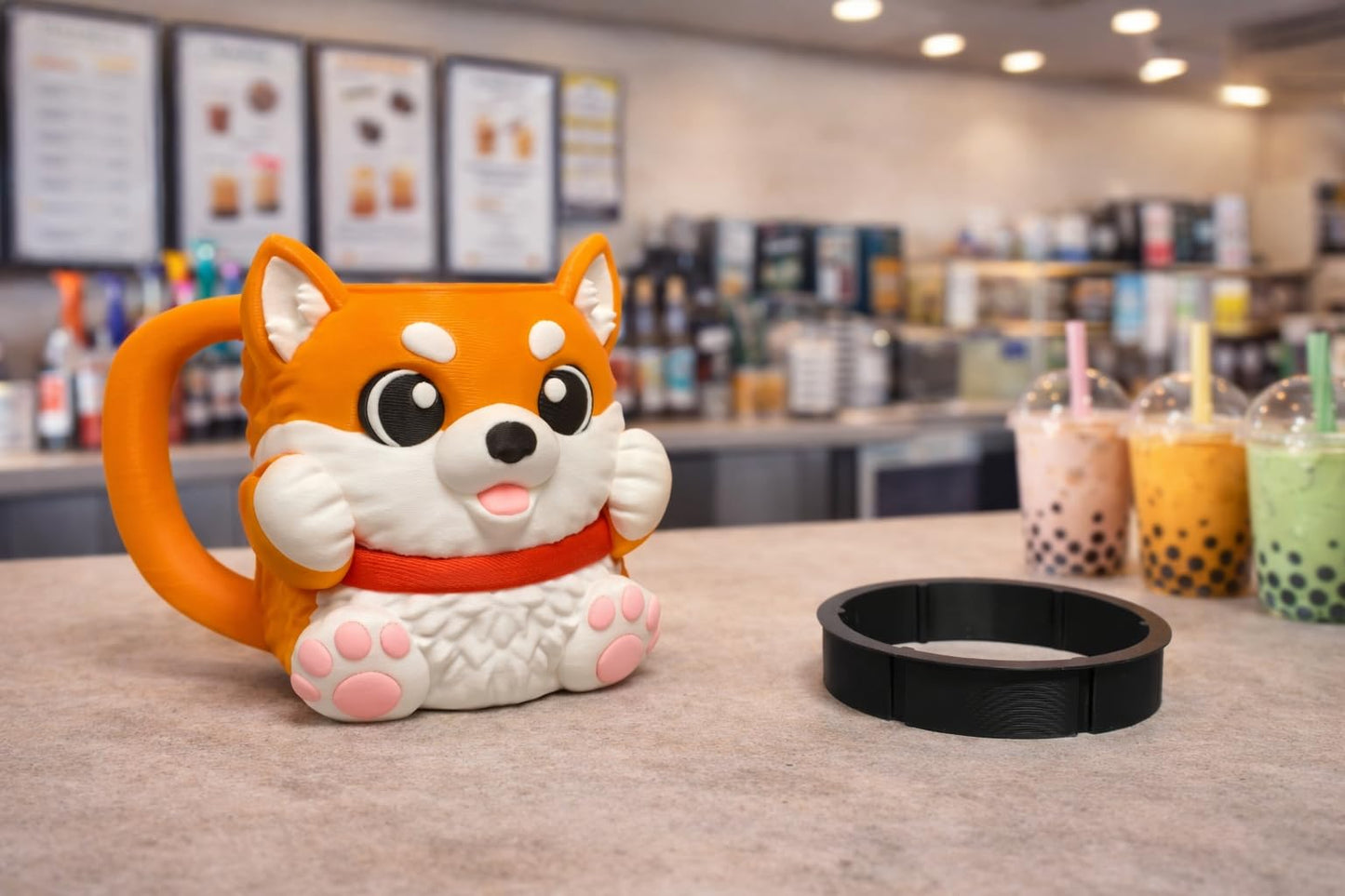 Shiba Doge Ice Cream Pint Holder - Original Design - Fits Standard & Ninja-Creami Pints - 2 Spoon Slots - Insulated Cup Sleeve to keep hands Warm - Reusable Ice Cream Sleeve