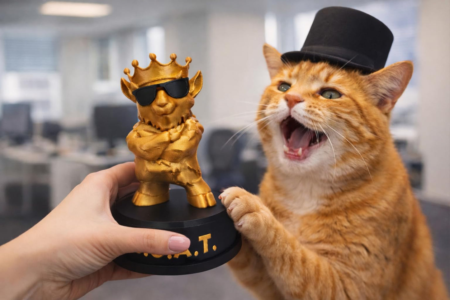 6 Inch Goat Trophy - Greatest of All Time Trophy - Funny Novelty Meme Award - Plastic Trophy for Gifts and Laughs