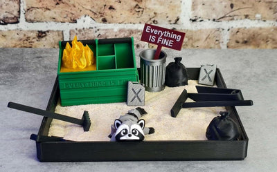 Dumpster Fire Zen Garden - Made in USA - Large 7" x 7" - Fine Sand Included - Desk Accessory Box Garden - Funny Novelty Gift - Fidget Stress Relief