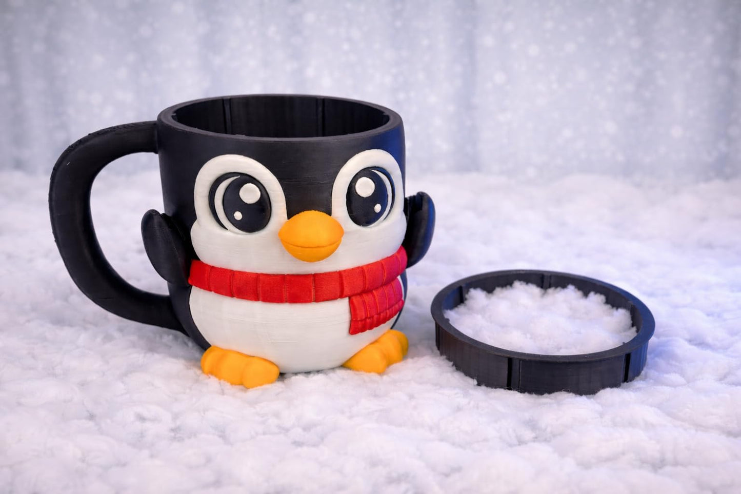 Penguin Ice Cream Pint Holder - Original Design - Fits Standard & Ninja-Creami Pints - 2 Spoon Slots - Insulated Cup Sleeve - Reusable Ice Cream Sleeve