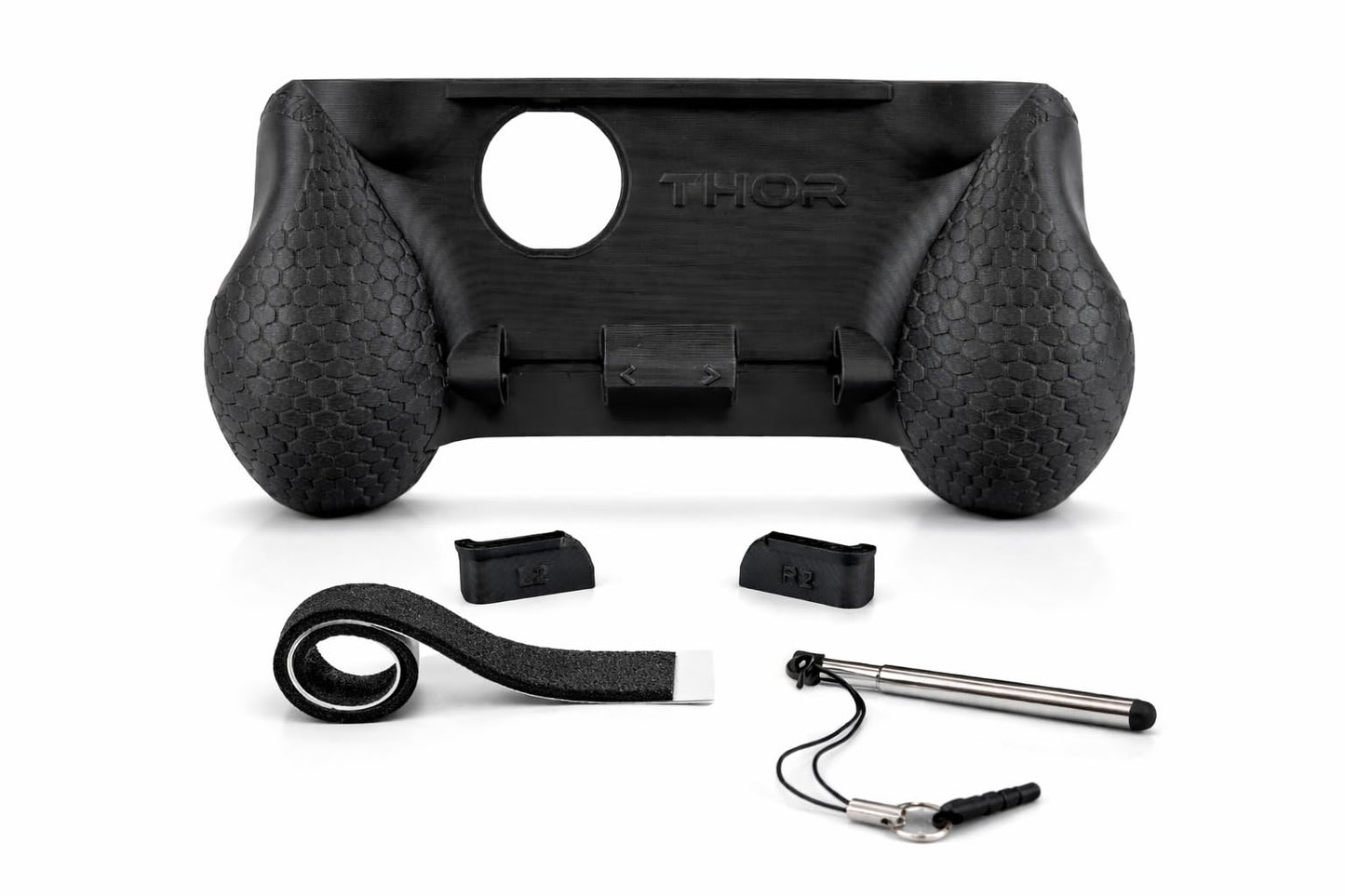 AYN Thor Compatible Ergonomic Grip with Stylus Holder - Includes Extendable 4 inch Stylus & Snap-on Trigger Upgrade - Thor Grip with Foam Inserts - Made in USA