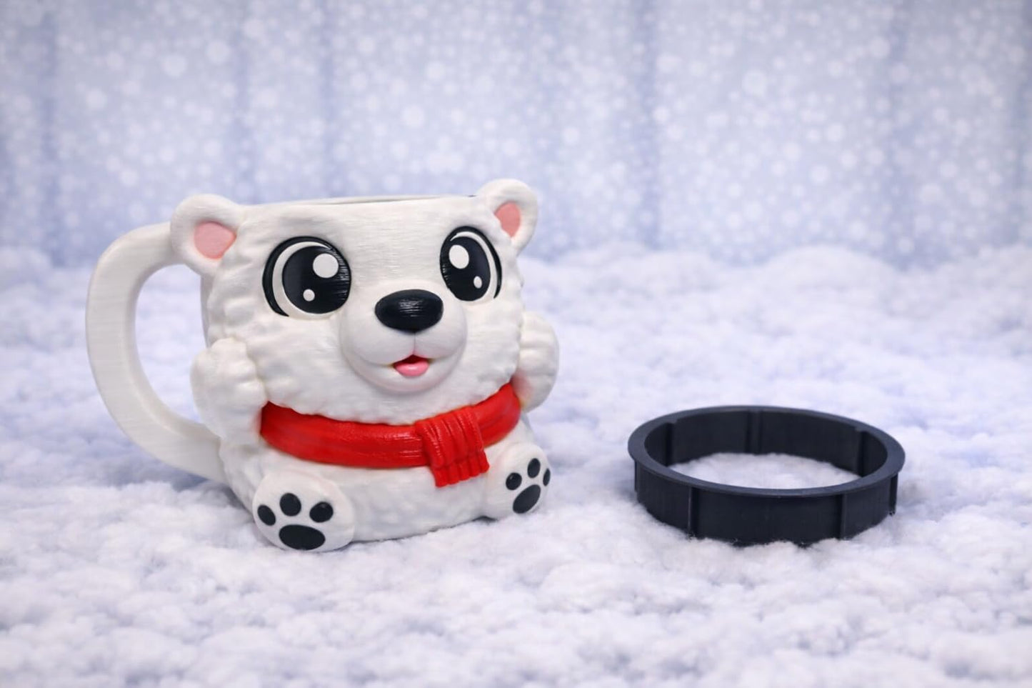 Polar Bear Ice Cream Pint Holder - Original Design - Fits Standard & Ninja-Creami Pints - 2 Spoon Slots - Insulated Cup Sleeve - Reusable Ice Cream Sleeve
