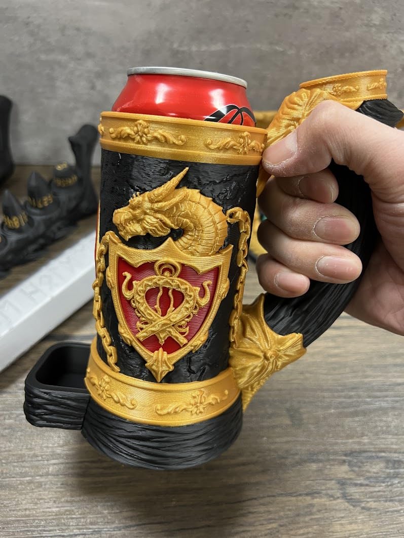 Dragon Mug Dice Tower with Tray - No Paint Odorless Insulated Cup Can Dice Tower - (Random 7PCS D20 Dice Set Included) - Dungeons and Dragons - DND Gift