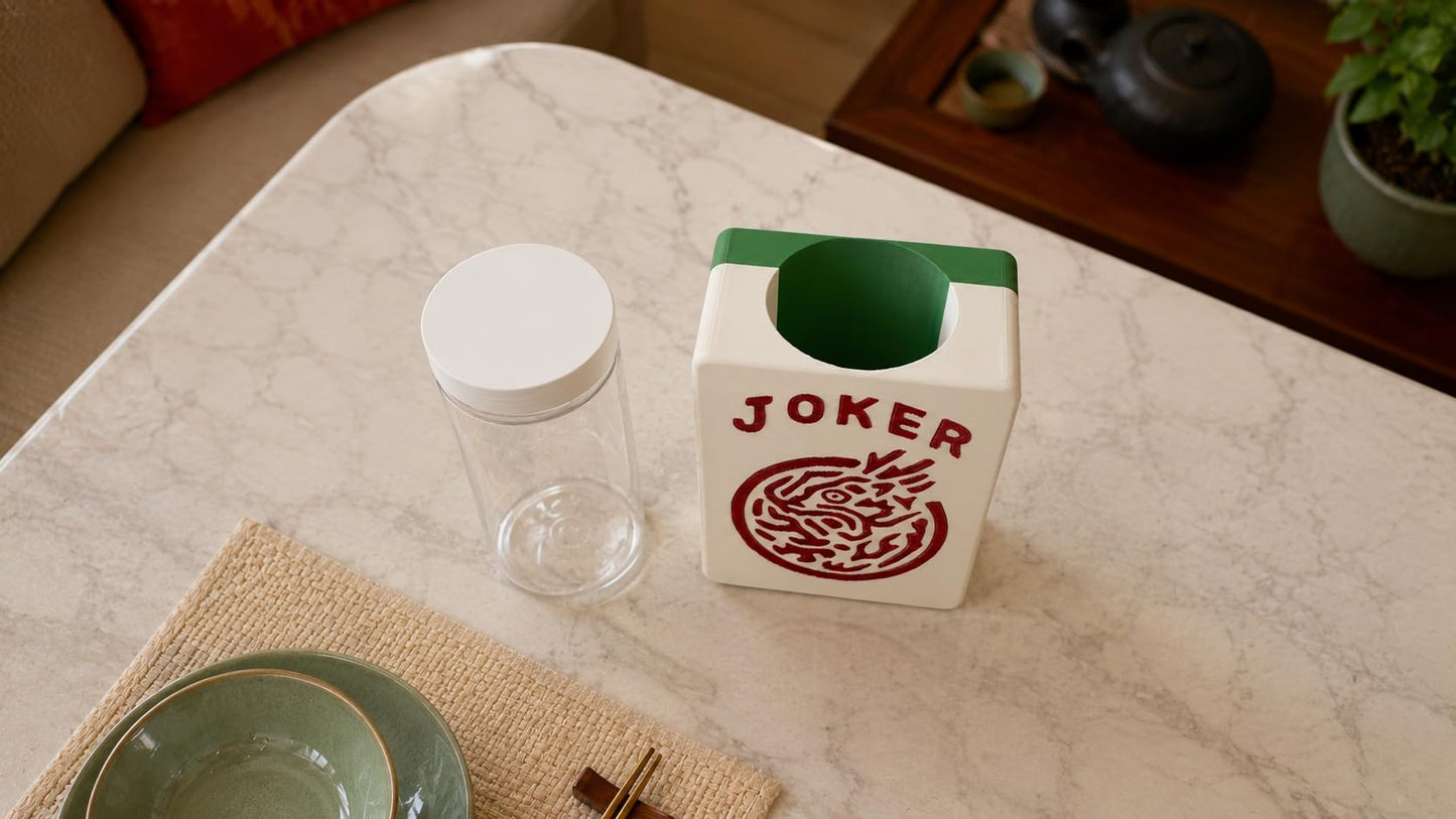 Mahjong Joker Tile Plastic Vase Planter with Waterproof Insert - Mahjong Tile Decor
