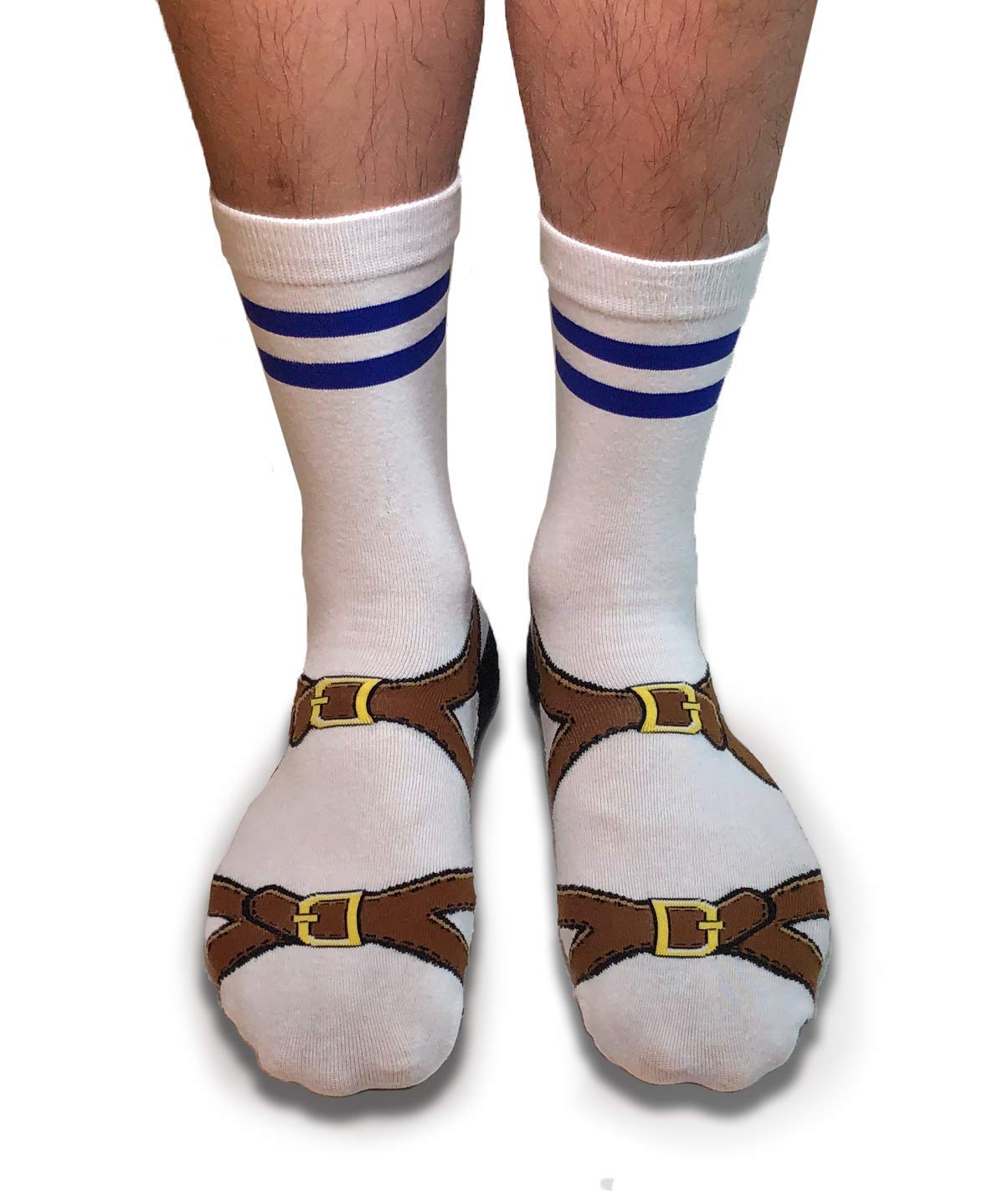 Socks and Sandals - Looks Like You are Wearing Sandals with Socks - Fashion Faux Pas or Pinnacle of Fashion? - Design Woven & Machine Washable - Funny Silly Joke Socks - Sandal Socks