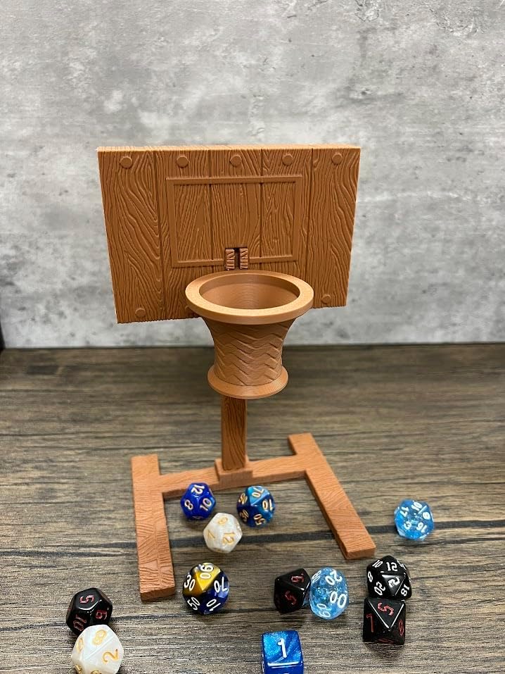 Mini Basketball Dice Tower - (Random 7PCS D20 Dice Set Included) - TTRPG - Dice Roller - Dungeons and Dragons Gift - DND Gift