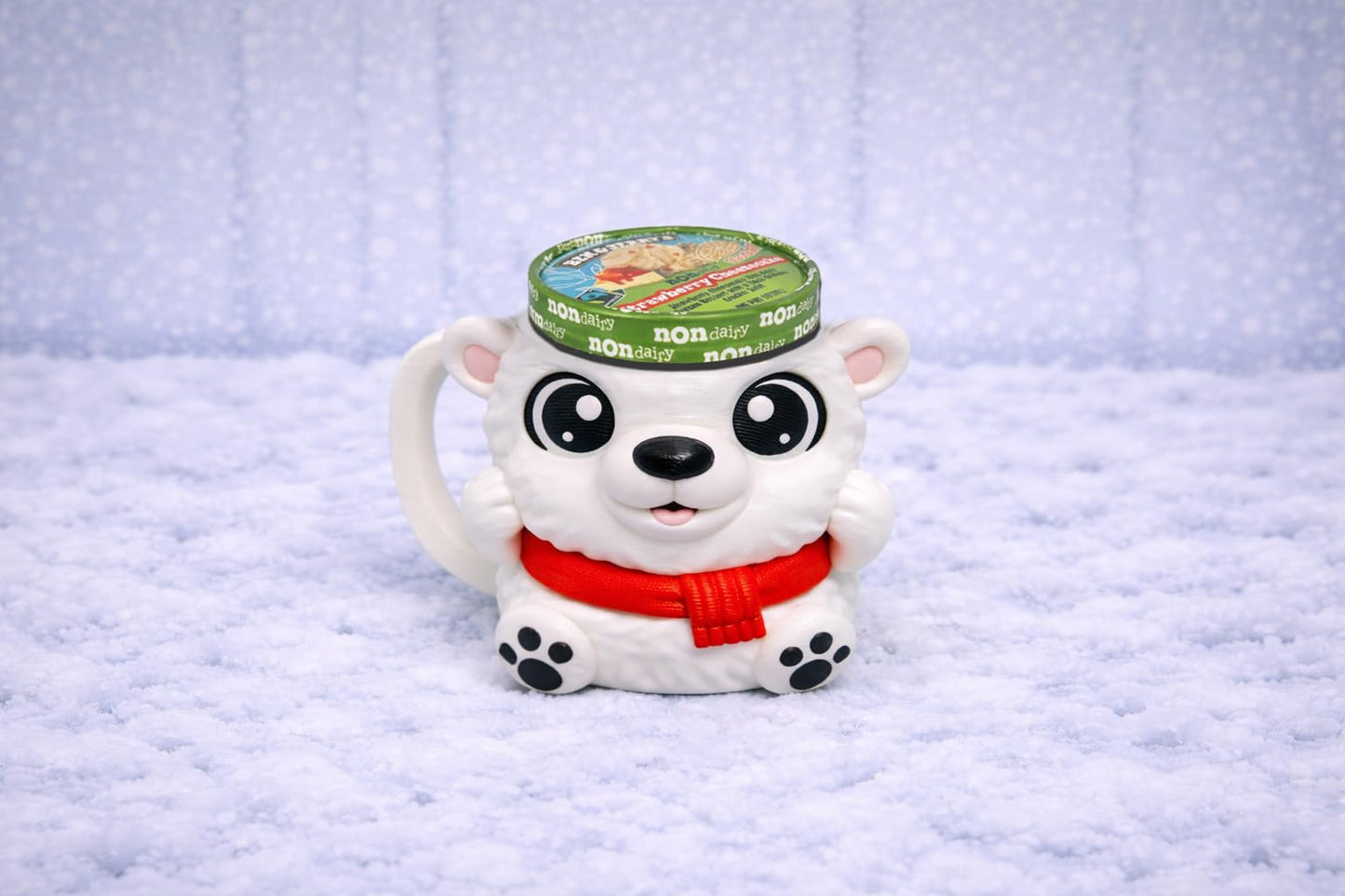 Polar Bear Ice Cream Pint Holder - Original Design - Fits Standard & Ninja-Creami Pints - 2 Spoon Slots - Insulated Cup Sleeve - Reusable Ice Cream Sleeve