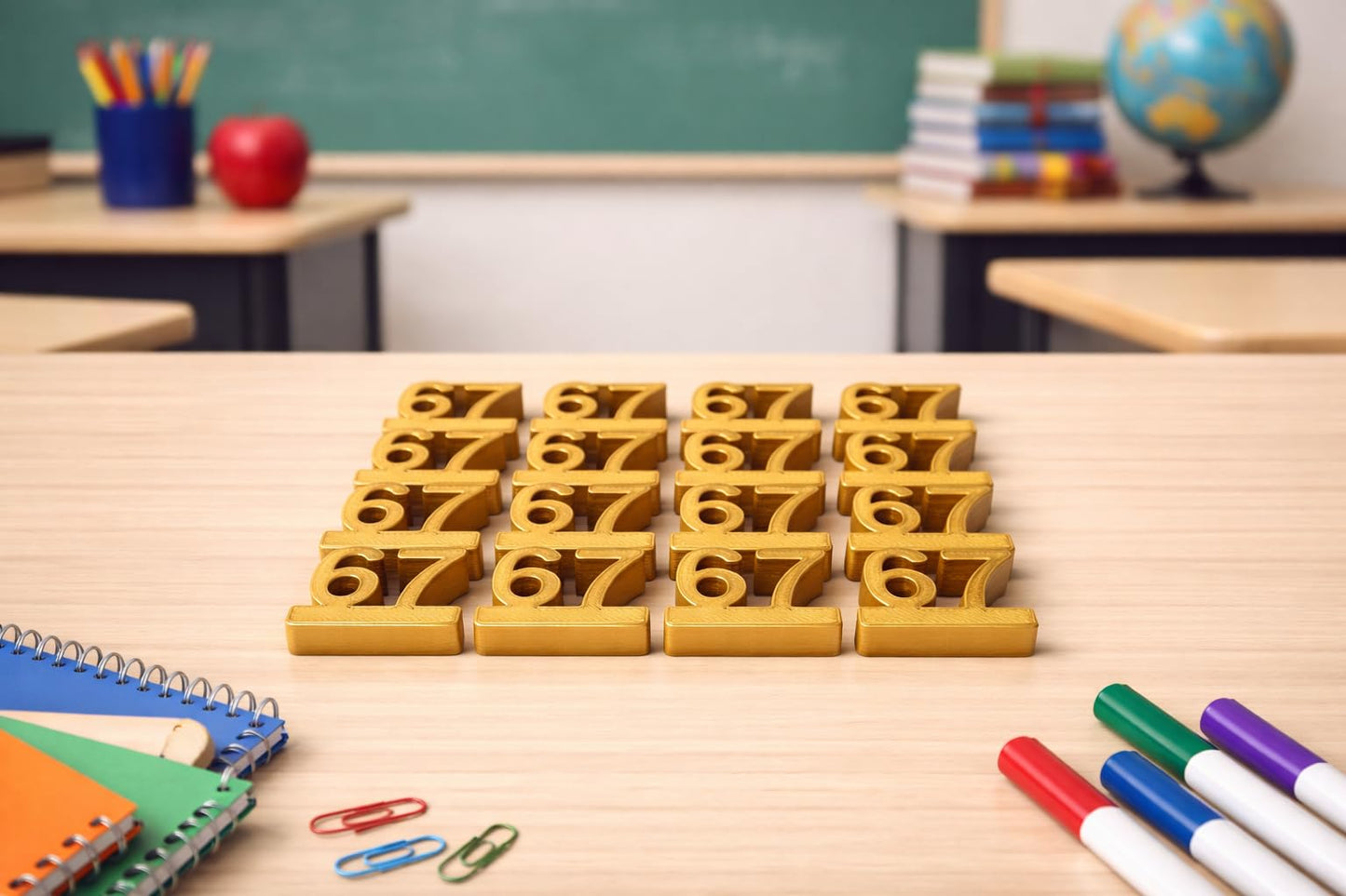 Funny 67 Prank Pack - Genz Rubber Ducking - 67 Numbers - 16 Pack of Upright Standing Numbers - Hidden Prank Set for Home and Classroom - Meme Trophy
