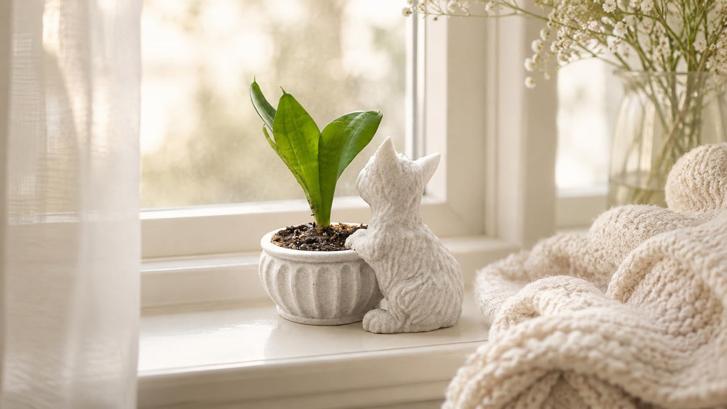 West Highland Terrier Planter 2 Pack, Westie Cute Dog Figurine Plant Pot, Plastic, with Drainage Hole, Home Decor
