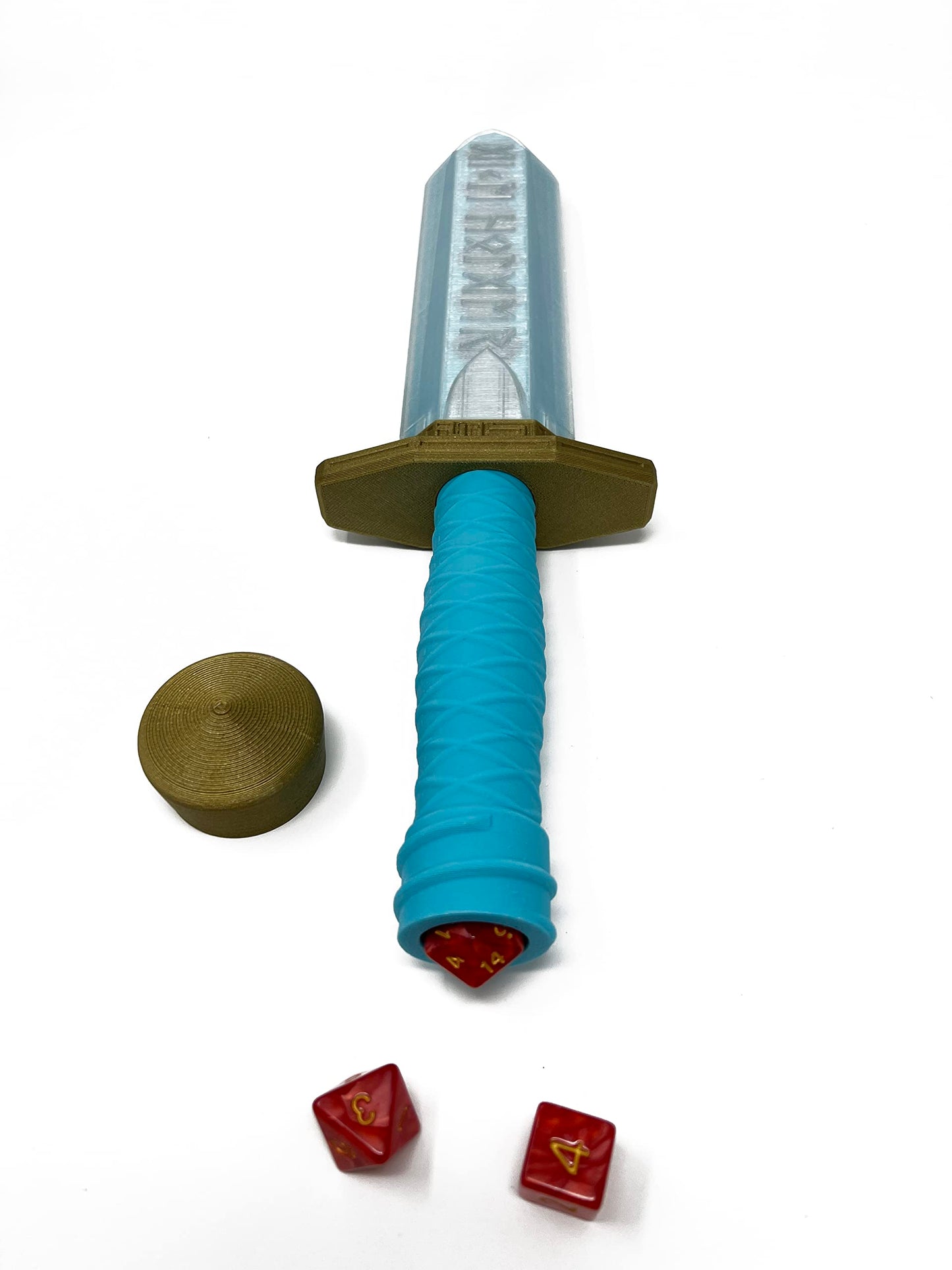 Sword Dagger Dice Holder - (Random 7PCS D20 Dice Set Included) - Custom Polyhedral Dice Storage for Tabletop RPG - Dungeons and Dragons - DND - D&D