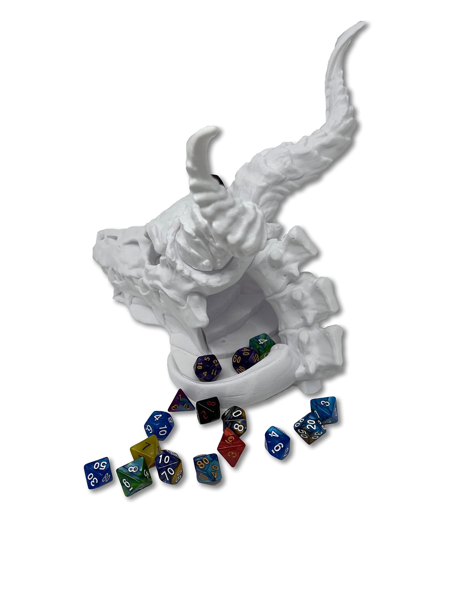 Dragon Skull - (Random 7PCS D20 Dice Set Included) - No Paint Odorless Plastic - Tabletop Roleplaying Game - Dice Roller - Dungeons and Dragons - DND - D&D