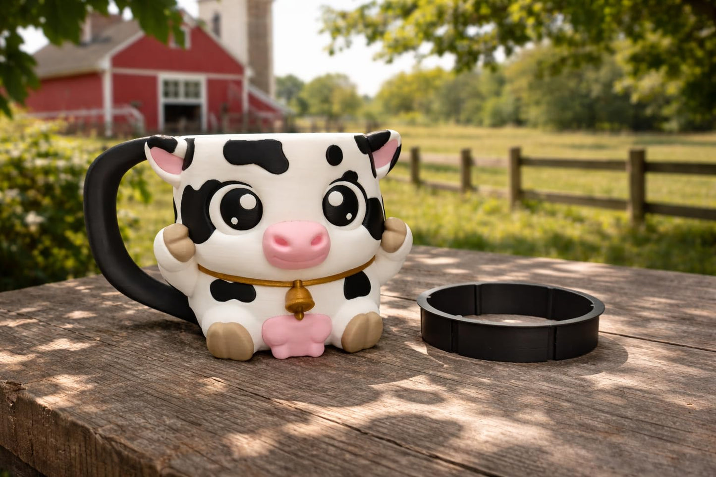 Farm Cow Ice Cream Pint Holder - Fits Standard & Ninja-Creami Pints - 2 Spoon Slots - Insulated Cup Sleeve to keep hands Warm - Reusable Ice Cream Sleeve