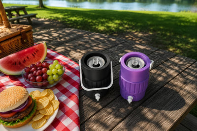 Mini Insulated Plastic Cooler Can Holder with Lid and Handle - 12 Oz Cute Drink Holder Sports - Gifts for Pool - Party Decorations