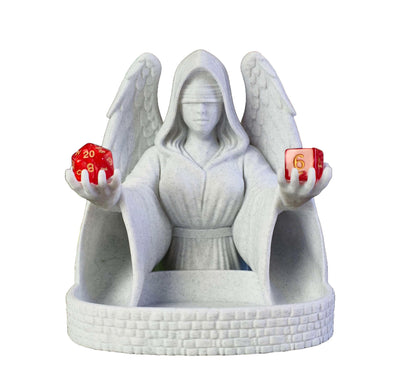 Blind Angel Dice Tower - Original Design - (Random 7PCS D20 Dice Set Included) - Tabletop Roleplaying Game - Dice Roller - Dungeons and Dragons - DND - D&D - (Marble)