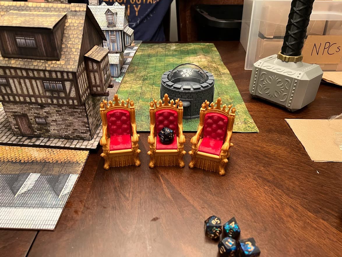 Dice Jail Cage - Time Out Chair & Dunce Hat - Chair of Shame - Crit Crown & Lucky Throne - (Random 7PC D20 Dice Set Included) - Gift for Dungeons and Dragons - DND - D&D