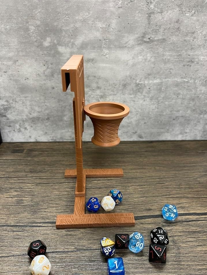 Mini Basketball Dice Tower - (Random 7PCS D20 Dice Set Included) - TTRPG - Dice Roller - Dungeons and Dragons Gift - DND Gift