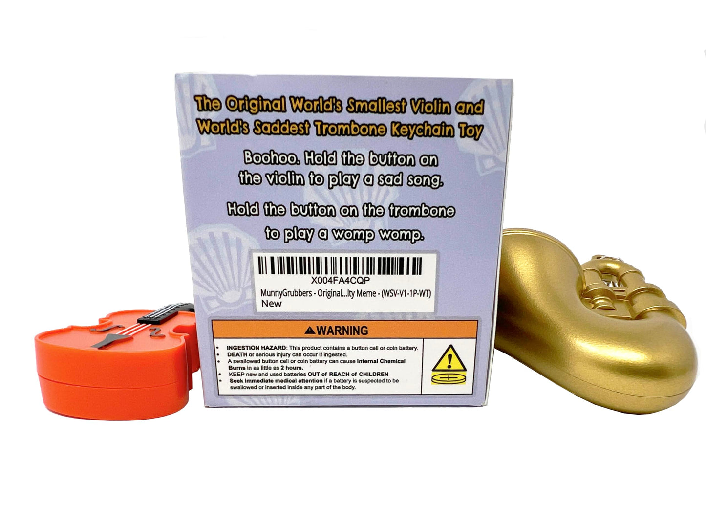 Original World's Smallest Violin & World's Saddest Trombone Toy Keychain with Playable Sad Sound - Sad Trombone - Mini Tiny Violin Keychain with Sound - Funny Meme