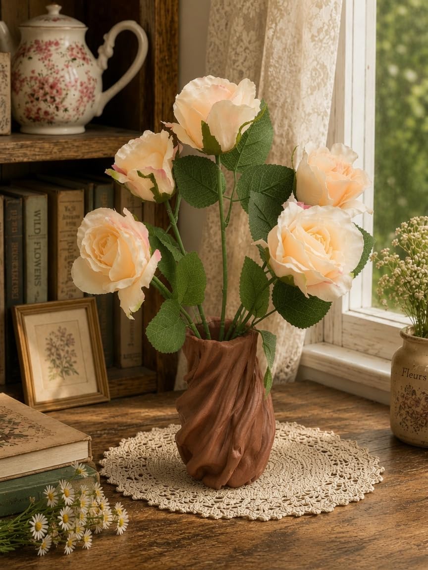 Twisted Tree Trunk Flower Vase, Plastic, Not Waterproof, Decorative Dry or Faux Floral Display, Durable Sculpted Design