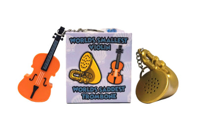 Original World's Smallest Violin & World's Saddest Trombone Toy Keychain with Playable Sad Sound - Sad Trombone - Mini Tiny Violin Keychain with Sound - Funny Meme