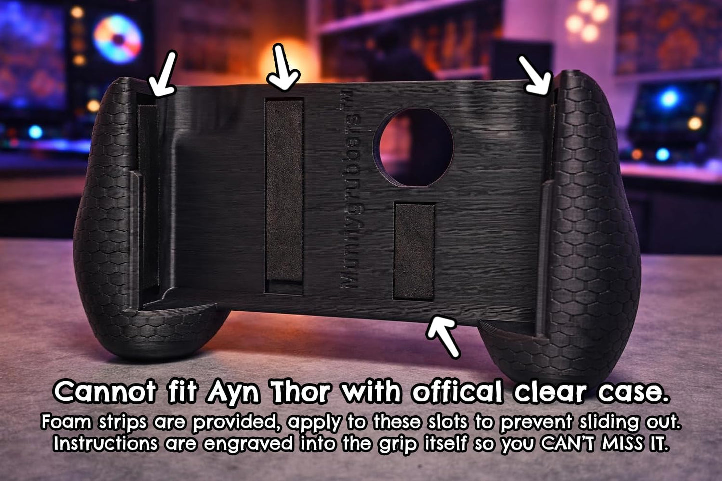 AYN Thor Compatible Ergonomic Grip with Stylus Holder - Includes Extendable 4 inch Stylus & Snap-on Trigger Upgrade - Thor Grip with Foam Inserts - Made in USA