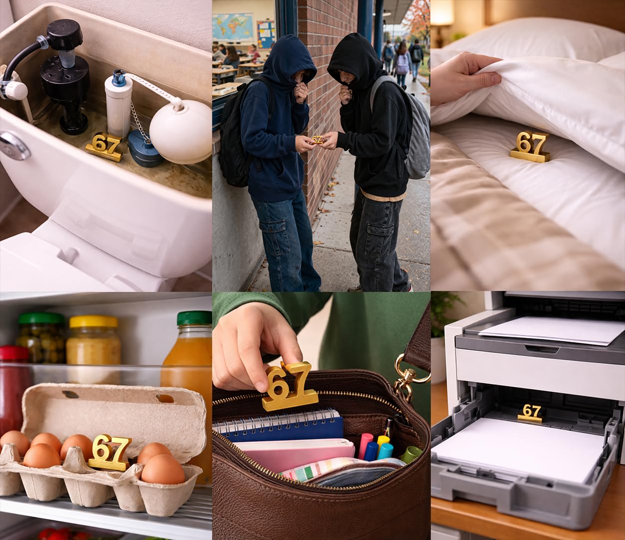 Funny 67 Prank Pack - Genz Rubber Ducking - 67 Numbers - 16 Pack of Upright Standing Numbers - Hidden Prank Set for Home and Classroom - Meme Trophy