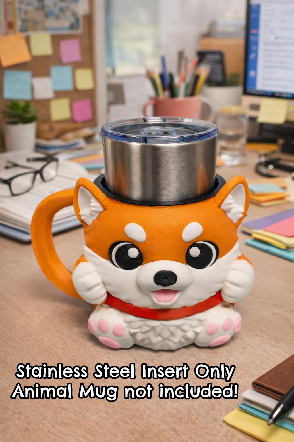 Steel Mug Insert for Ice Cream Pint Holder - Original Design - Fits Standard & Ninja-Creami Pints - 2 Spoon Slots - Insulated Cup Sleeve - Reusable Ice Cream Sleeve