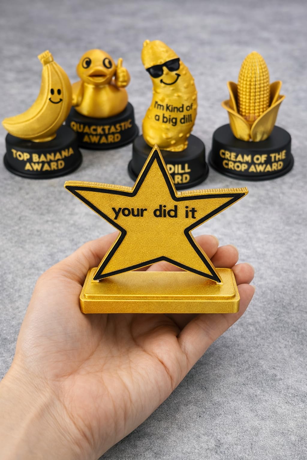 Combo Pack 6A - 4 Inch Funny Novelty Meme Award - Plastic Trophy for Gifts and Laughs