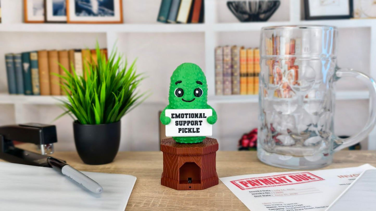 Emotional Support Talking Pickle - Press The Button for 100+ Voice Lines - Desktop Novelty Toy - Funny Gift for Coworkers and Friends