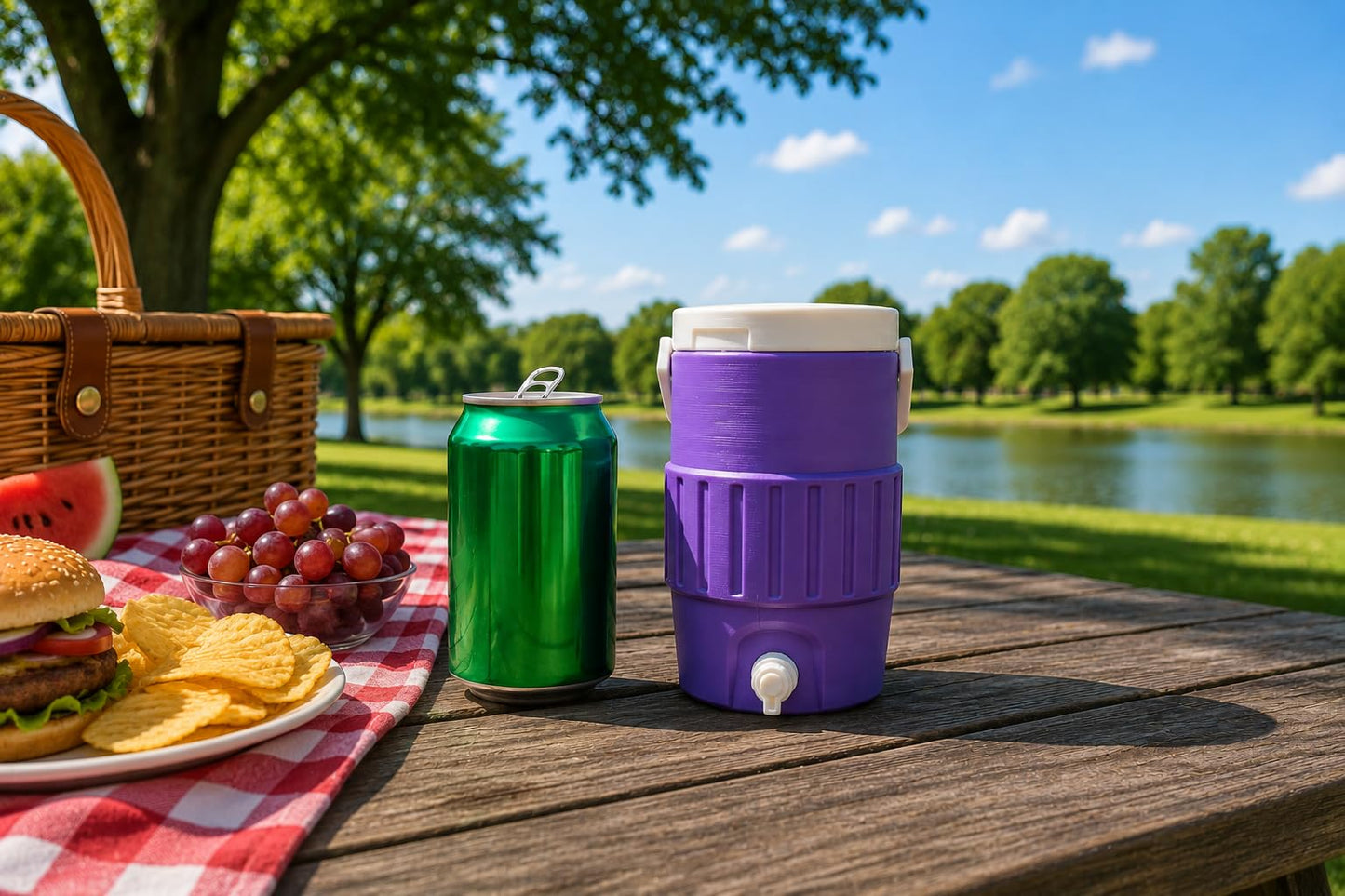 Mini Insulated Plastic Cooler Can Holder with Lid and Handle - 12 Oz Cute Drink Holder Sports - Gifts for Pool - Party Decorations