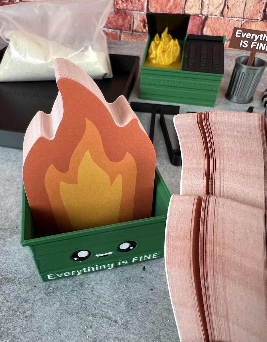 Deluxe Dumpster Fire Zen Garden - Made in USA - Large 7" x 7" - Fine Sand Included - Desk Accessory Box Garden - Funny Novelty Gift - Fidget Stress Relief