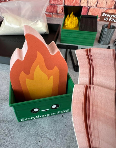Deluxe Dumpster Fire Zen Garden - Made in USA - Large 7" x 7" - Fine Sand Included - Desk Accessory Box Garden - Funny Novelty Gift - Fidget Stress Relief