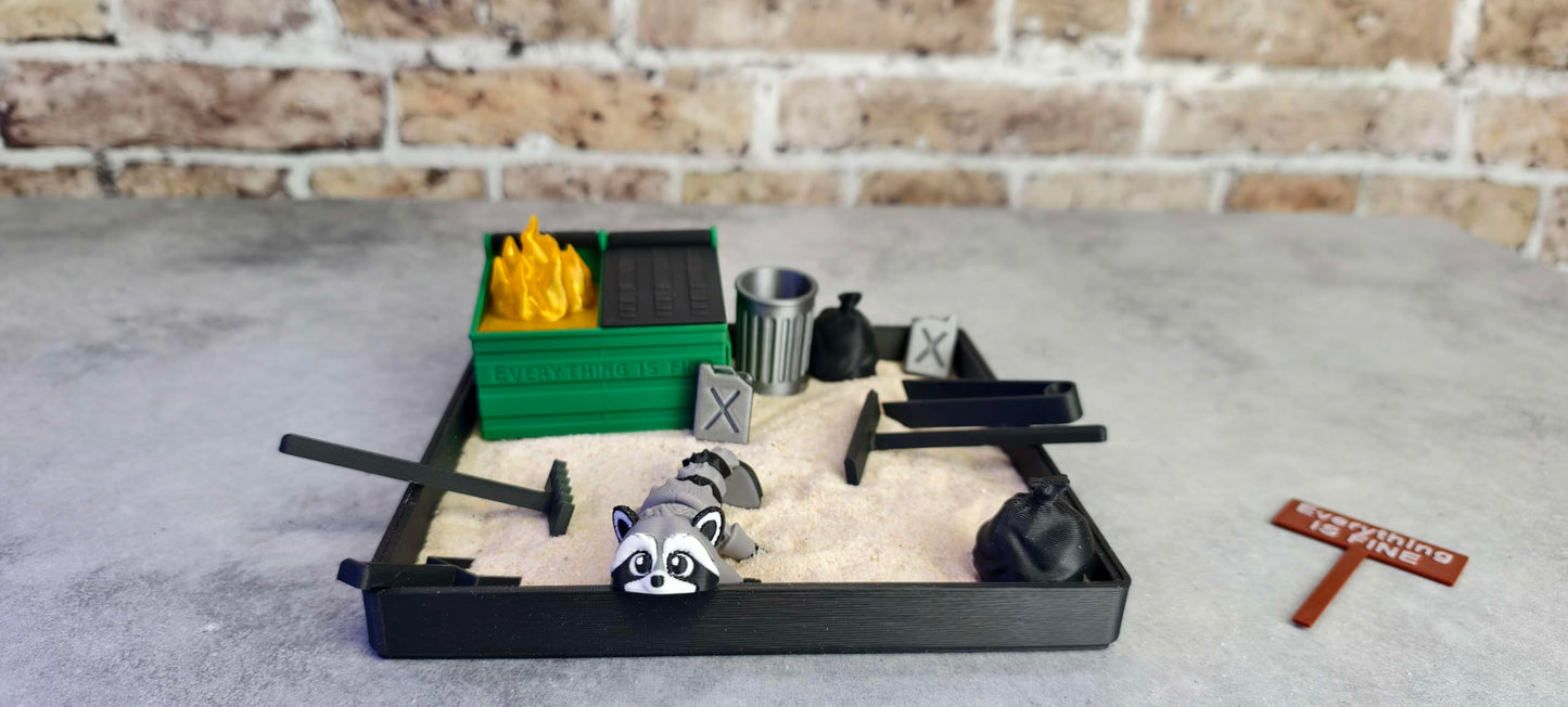 Dumpster Fire Zen Garden - Made in USA - Large 7" x 7" - Fine Sand Included - Desk Accessory Box Garden - Funny Novelty Gift - Fidget Stress Relief