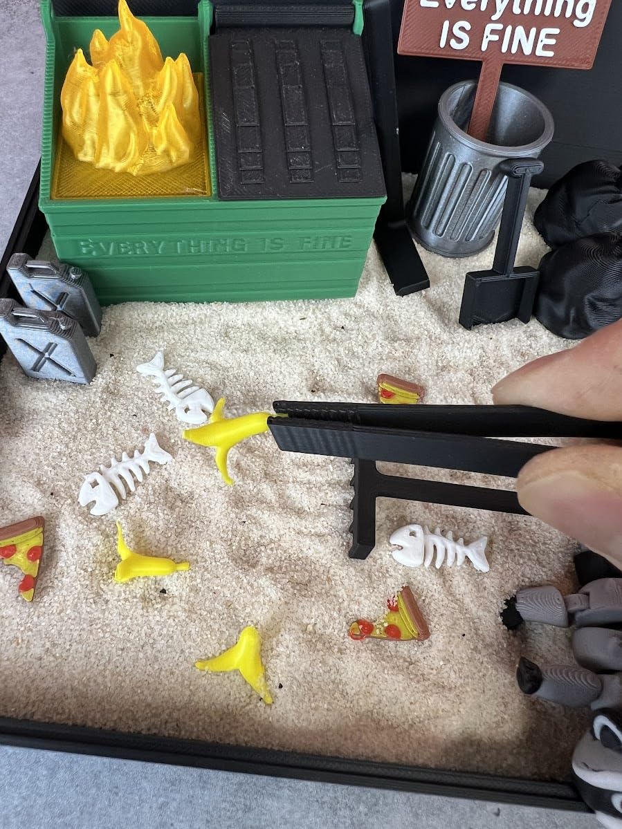 Deluxe Dumpster Fire Zen Garden - Made in USA - Large 7" x 7" - Fine Sand Included - Desk Accessory Box Garden - Funny Novelty Gift - Fidget Stress Relief