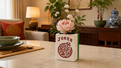 Mahjong Joker Tile Plastic Vase Planter with Waterproof Insert - Mahjong Tile Decor