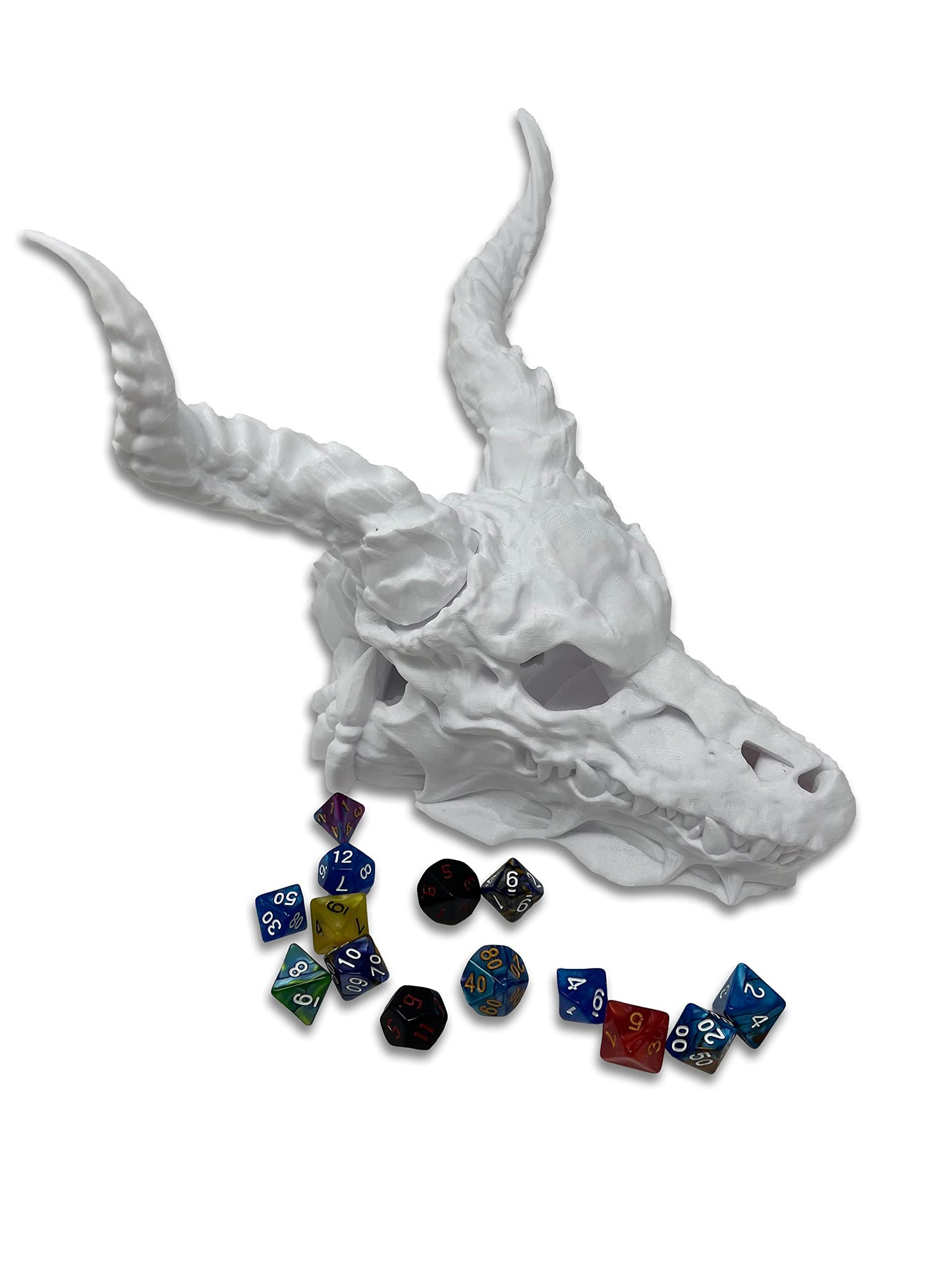 Dragon Skull - (Random 7PCS D20 Dice Set Included) - No Paint Odorless Plastic - Tabletop Roleplaying Game - Dice Roller - Dungeons and Dragons - DND - D&D