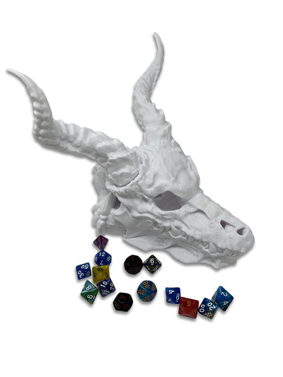 Dragon Skull - (Random 7PCS D20 Dice Set Included) - No Paint Odorless Plastic - Tabletop Roleplaying Game - Dice Roller - Dungeons and Dragons - DND - D&D