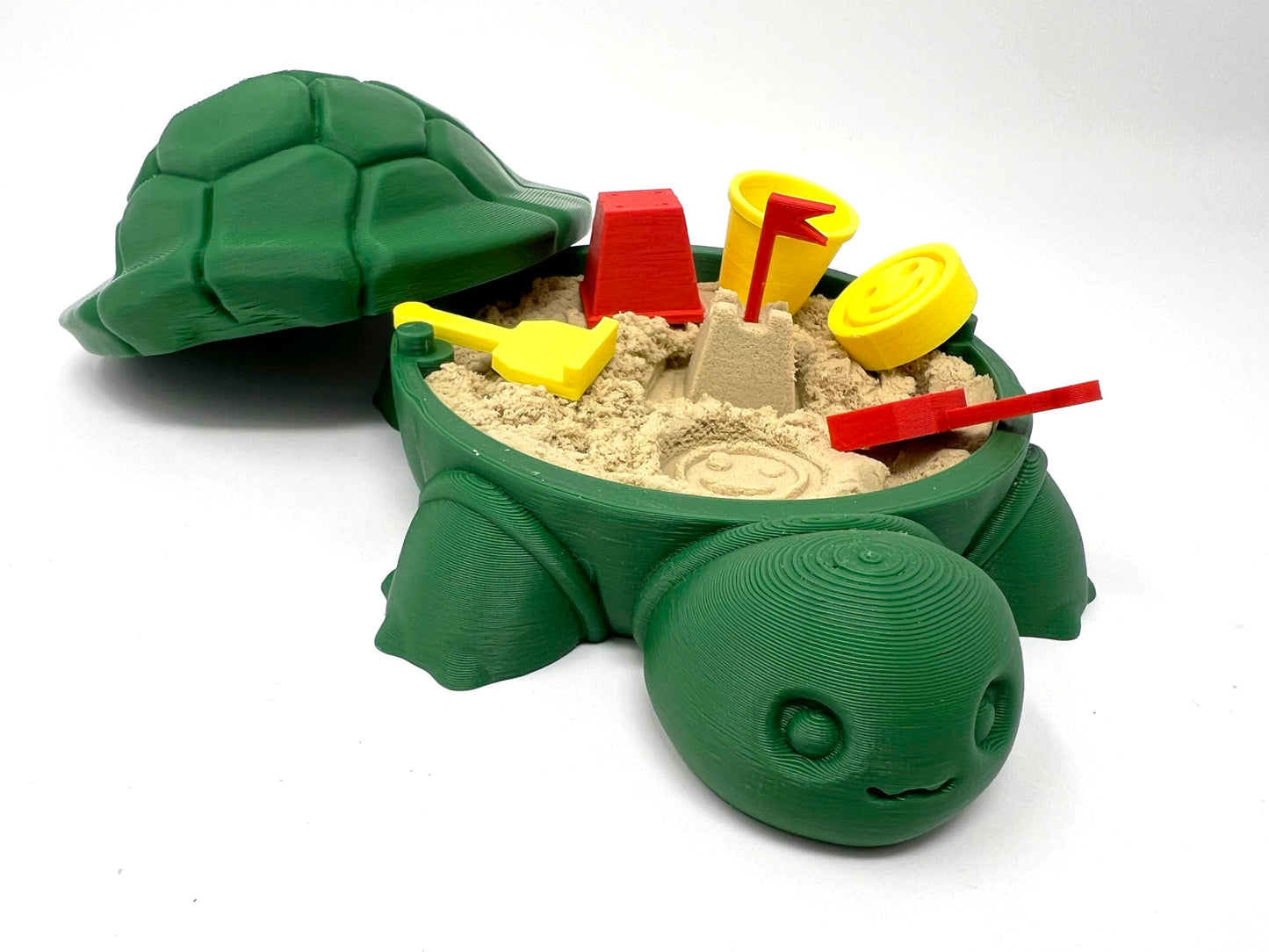 Mini Desktop Turtle Sand Box - 6 x 6 in - Stress Relief - Made in USA - Includes Moldable Play Sand and Mini Tool - Novelty Gift - Desktop Decor - Zen Garden