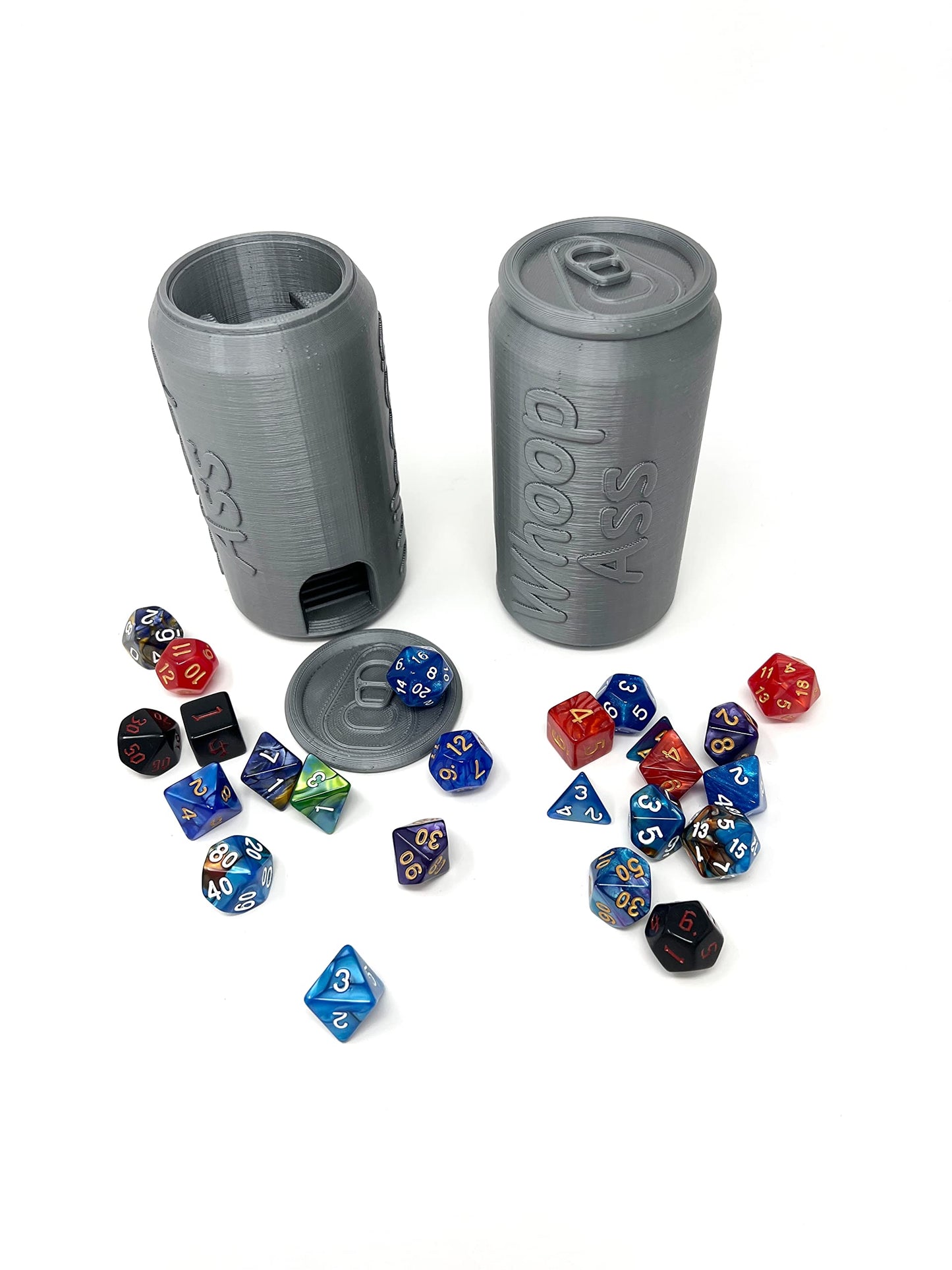DT - Can of Whoopass Dice Tower - (Random 7PCS D20 Dice Set Included) - No Paint Odorless Plastic - Tabletop Roleplaying Game - Dice Roller - DND - D&D
